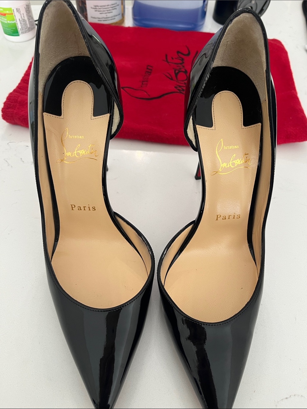 Christian Louboutin Black Patent Iriza 100mm heels